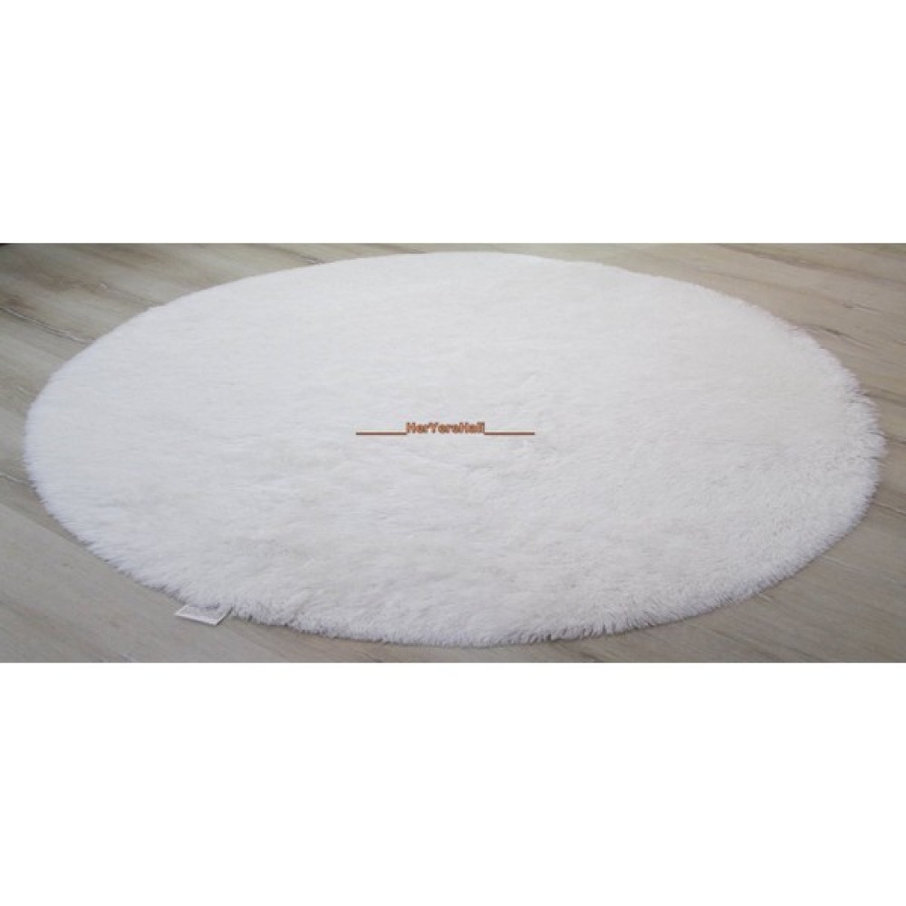 Doğuş Peluş Halı Doğuş Tavşan Tüyü Beyaz 140X140CM Yuvarlak Halı - 140 x 140 cm Salon Halısı Fiyatı