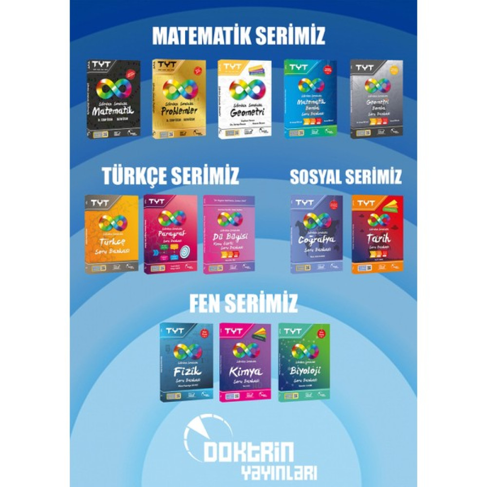 Doktrin Yayınları TYT Sıfırdan Sonsuza Tam Set (13 Kitap) + 2 Sürpriz Kitap Hediye Temel Yeterlilik Testi (TYT) Fiyatı