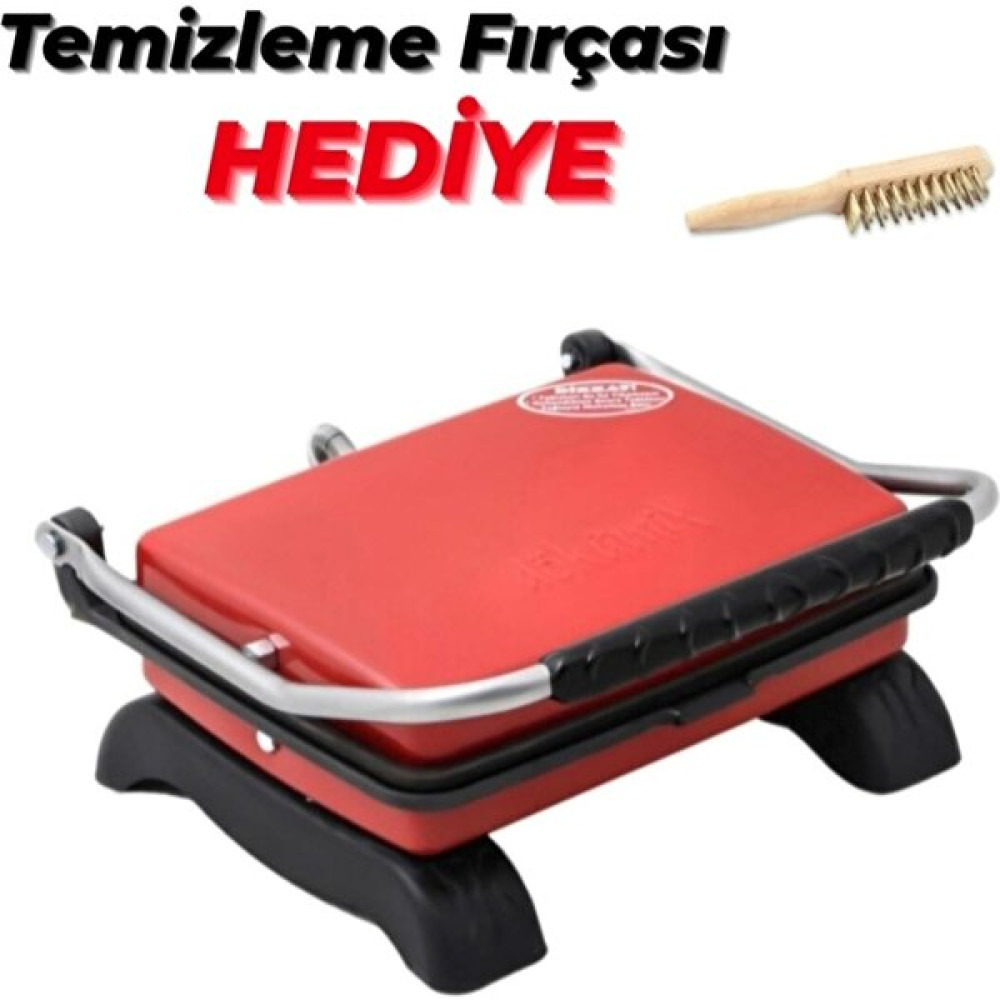 Dökümix Döküm Organik Tost Makinesi Ev Tipi Kırmızı 1800W FIRÇALI Tost Makineleri Fiyatı