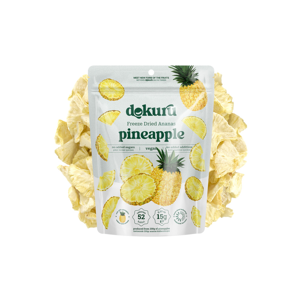 dokuru Ananas Kuru Meyve Cipsi - Dondurularak Kurutulmuş Freeze Dried Çıtır Ananas Kuruyemiş Fiyatı