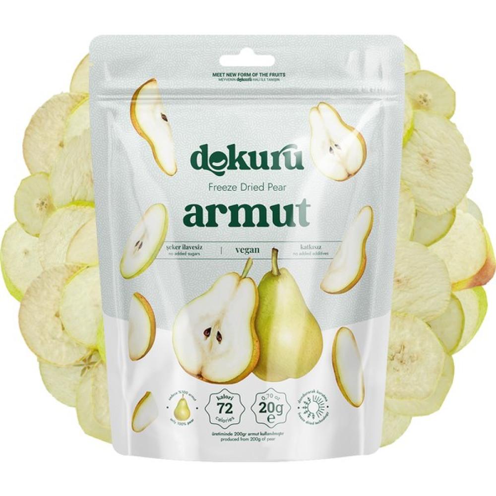 Dokuru Armut Kurusu Meyve Cipsi - Dondurularak Kurutulmuş Freeze Dried Çıtır Armut - 1 Adet Diğer Fiyatı