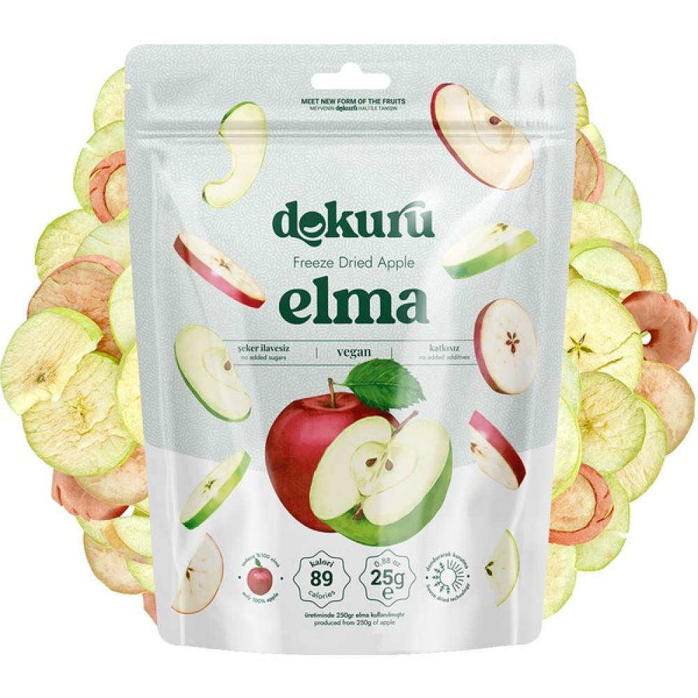 Dokuru Elma Kuru Meyve Cipsi - Dondurularak Kurutulmuş Freeze Dried Çıtır Elma - 1 Adet Diğer Fiyatı