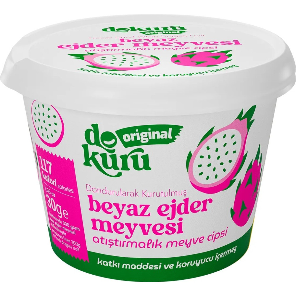 Dokuru Original Beyaz Ejder Meyvesi Atıştırmalık Meyve Cipsi - Dondurularak Kurutulmuş Ejder Meyvesi - Freeze Dried Pitaya - 1 Adet Sebze Fiyatı
