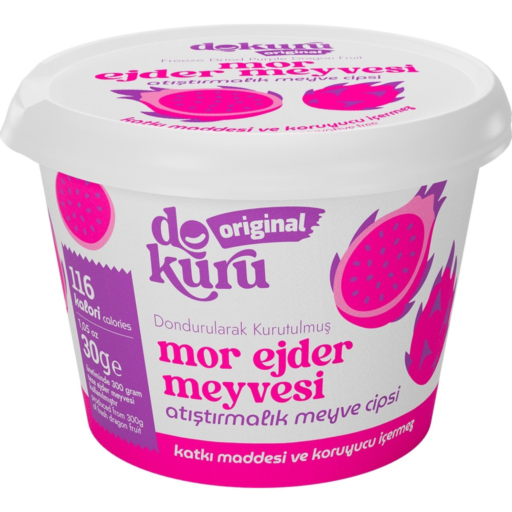 Dokuru Original Mor Ejder Meyvesi Atıştırmalık Meyve Cipsi - Dondurularak Kurutulmuş Pitaya - Freeze Dried Ejder Meyvesi - 1 Adet Sebze Fiyatı