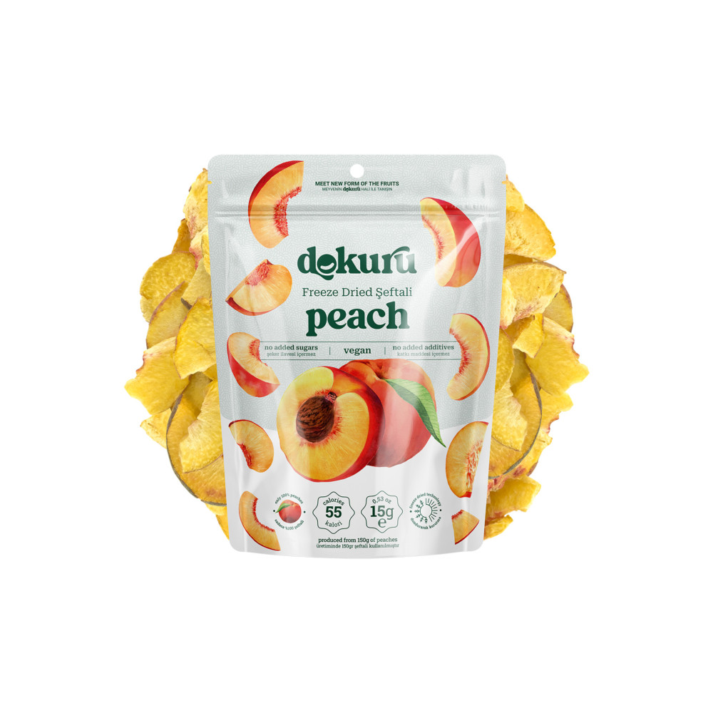 dokuru Şeftali Kuru Meyve Cipsi - Dondurularak Kurutulmuş Freeze Dried Çıtır Şeftali Kuruyemiş Fiyatı