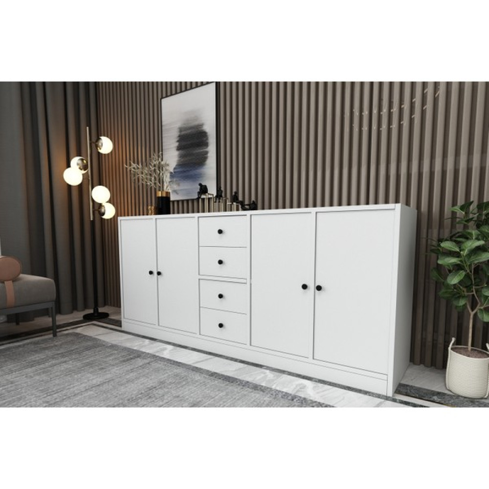 Dolapli Çekmeceli Konsol Beyaz 160 cm KNS-1025-Ç Konsol Mobilya Fiyatı
