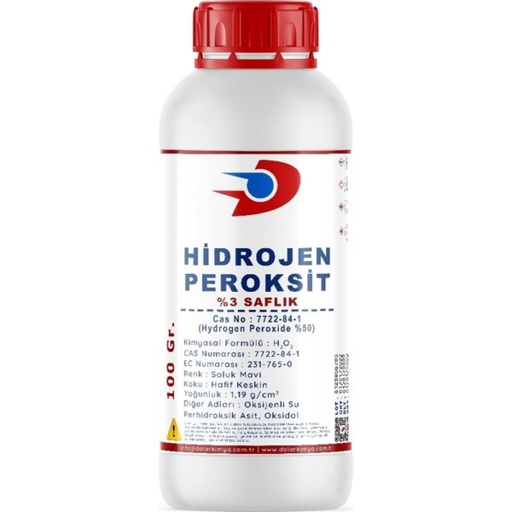Dolar Kimya Hidrojen Peroksit | Oksijenli Su | %3 Saflık | 100 ml - 100 ml Hijyen ve Temizlik Fiyatı