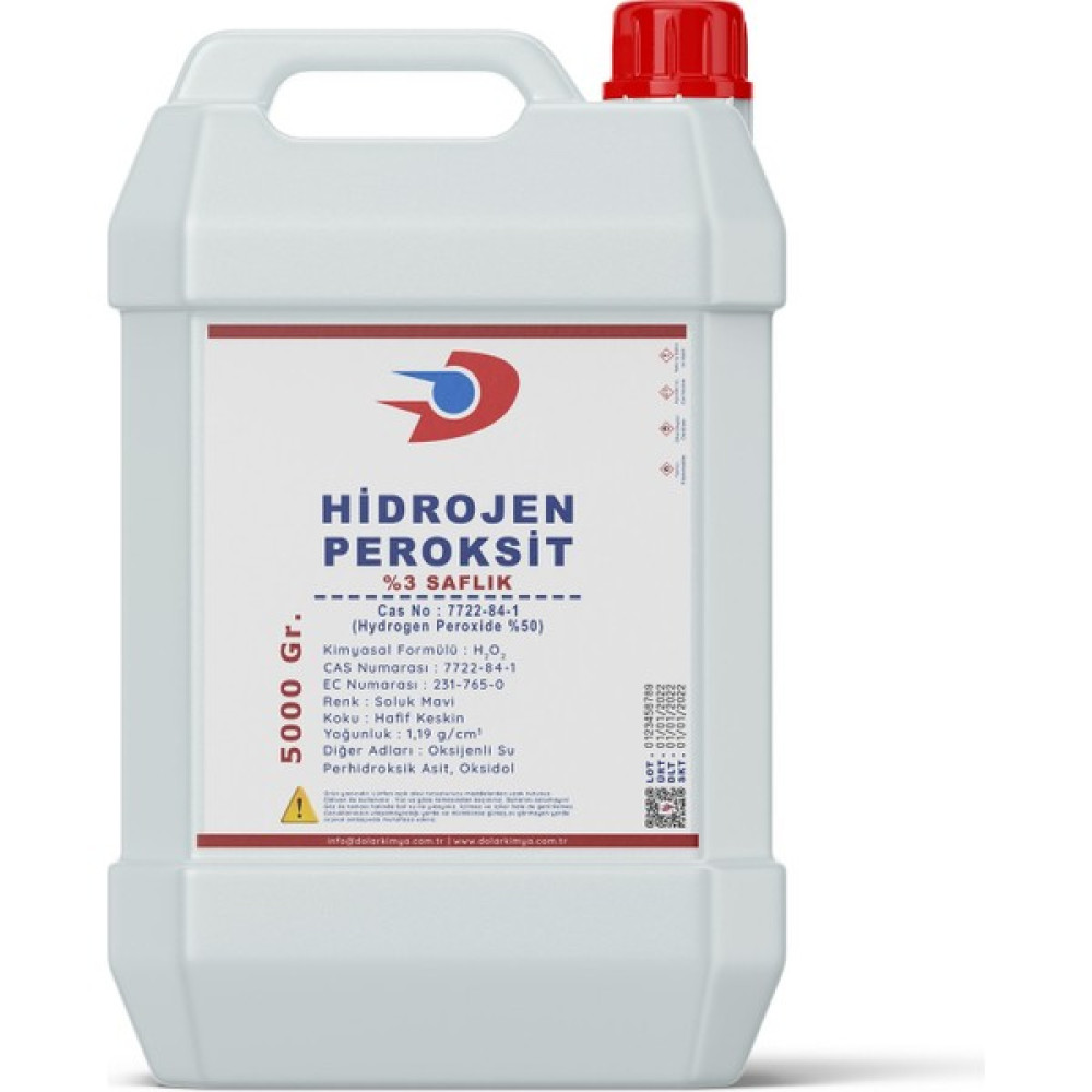 Dolar Kimya Hidrojen Peroksit | Oksijenli Su | %3 Saflık | 5 Kg - 5 lt Hijyen ve Temizlik Fiyatı