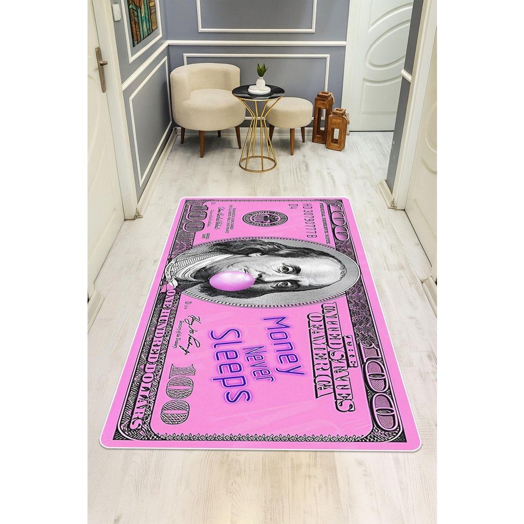 Dolce Mariee Modern Dolar Desen Dijital Baskı Kaymaz Taban Halı H0168 - Renkli - 80 x 200 cm SSD / Solid State Drive Fiyatı
