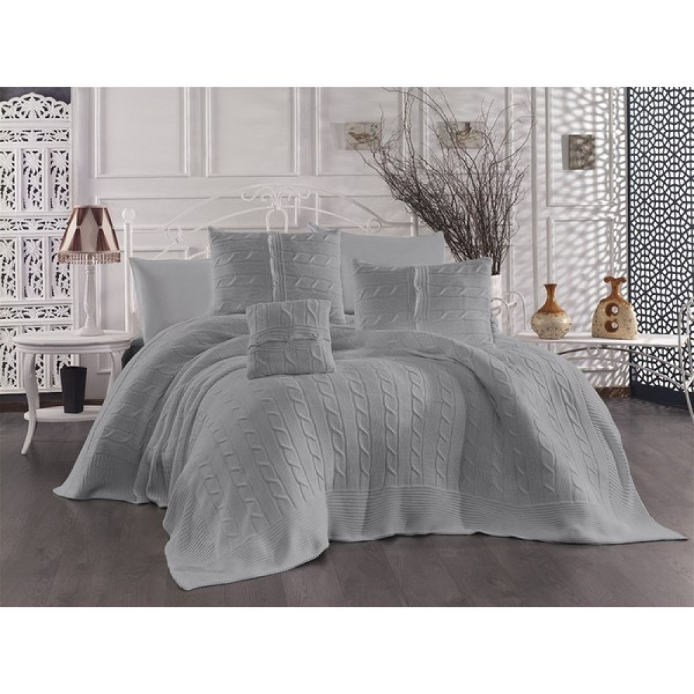 Dolce Mariee Örgü Battaniye Seti 7 Parça Krem - 230 x 250 cm Battaniye Fiyatı