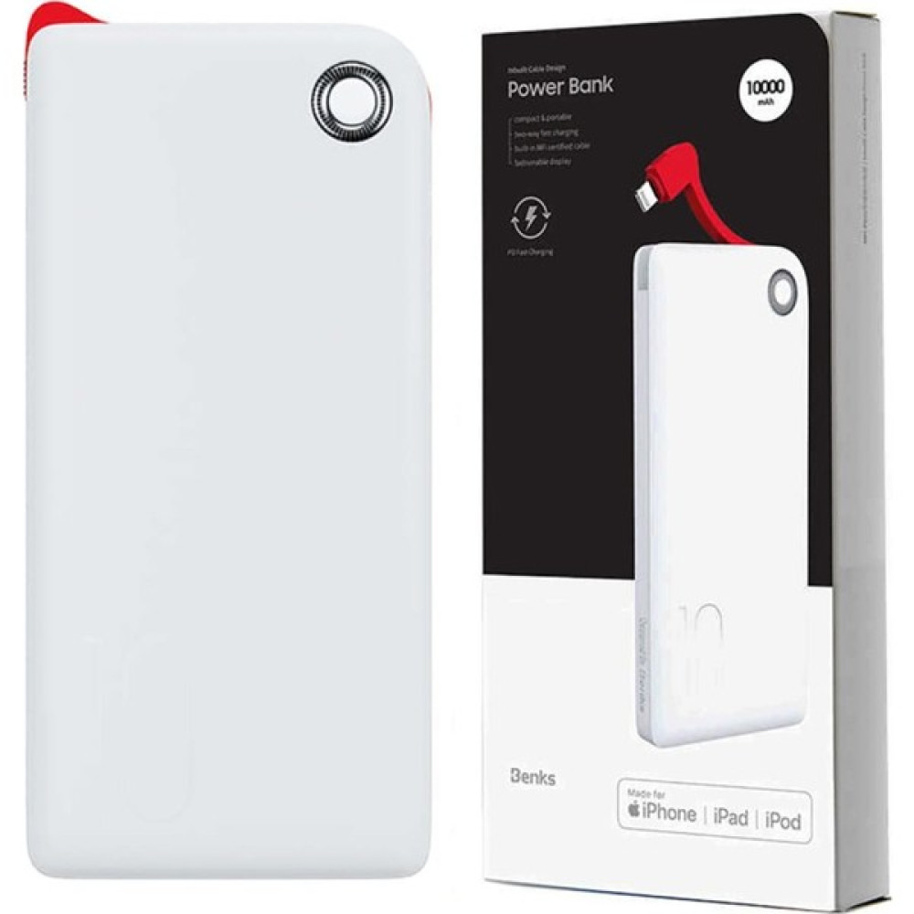 Dolia Apple Iphone Powerbank Apple Mfi Sertifikalı 18W Hızlı Şarj 10000 Mah Dahili Lightning Kablo - Beyaz Taşınabilir Şarj Cihazı - Powerbank Fiyatı