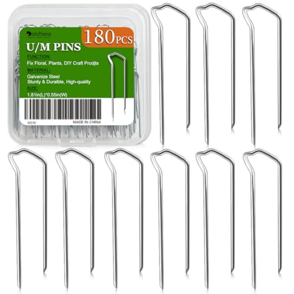 Doloftena 180PCS Floral Picks, 1.81Inch U/M Shape Floral Pins, Premium Metal Sharp Flower Plant Pins for Straw Wreath Making Floral Arrangement Supplies DIY Craft Projects Bouquet Plants