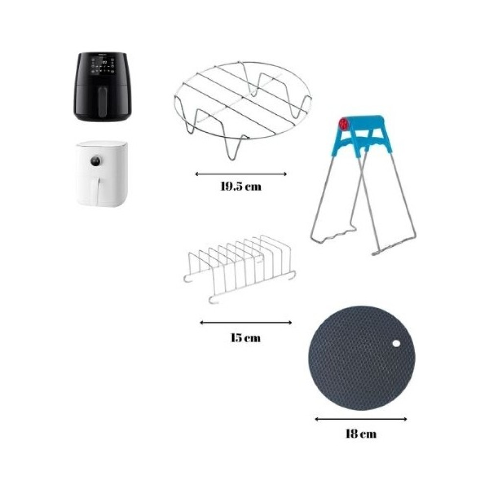 Dolphfin Airfryer Aksesuarları 4 Parça - Büyük Izgara 19,5 Cm, Kızartma Teli 15 Cm, Silikon Nihale , Kıskaç Tepsiler / Fırın Kapları Fiyatı