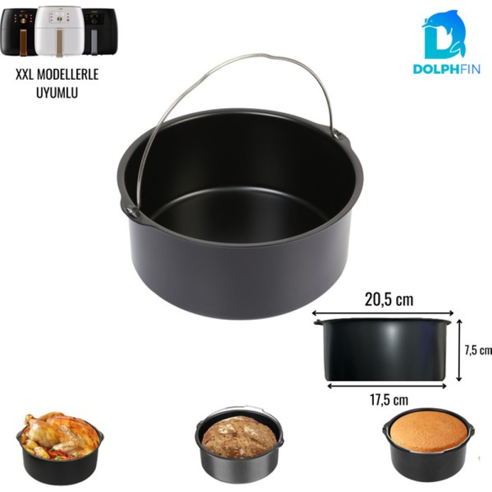 Dolphfin Airfryer Sulu Yemek Tenceresi Xxl Philips Xiaomi Büyük Modeller Için 20 cm Tepsiler / Fırın Kapları Fiyatı