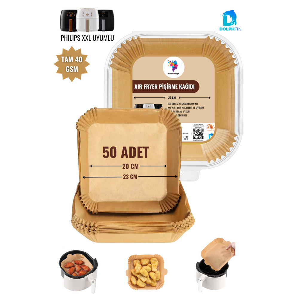 DolphFin Fritöz Pişirme Kağıdı Büyük Boy Özel Kutusunda Airfryer Pişirme Kağıdı Philips Xxl Uyumlu Pişirme Kağıdı Fiyatı