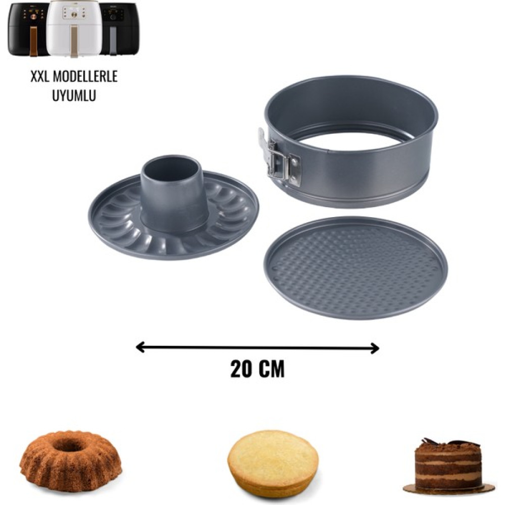 Dolphfin Kelepçeli Kek Kalıbı Xxl Fritözler ile Uyumlu Paslanmaz Çelik Air Fryer Kek Kalıbı Kek Kalıpları Fiyatı