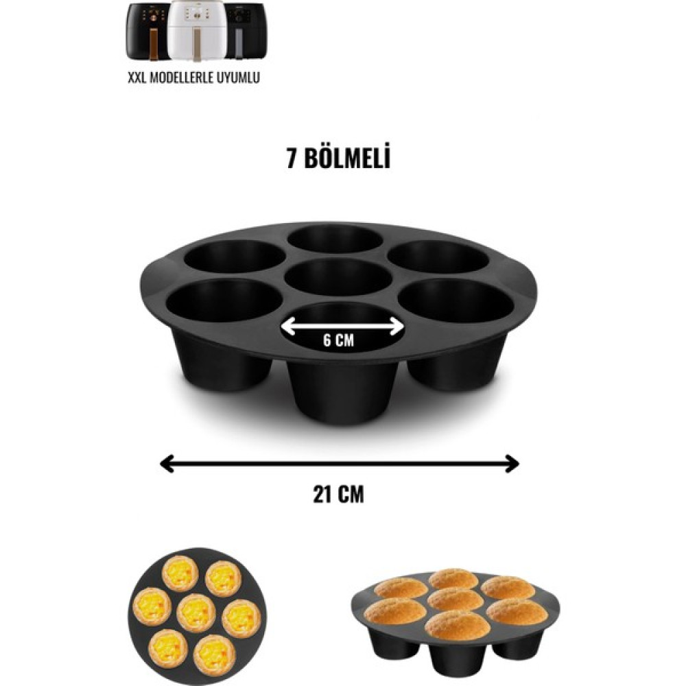 Dolphfin Silikon Muffin Pişirme Kabı 7 Bölmeli Xxl Airfryer Uyumlu Kek Kalıpları Fiyatı