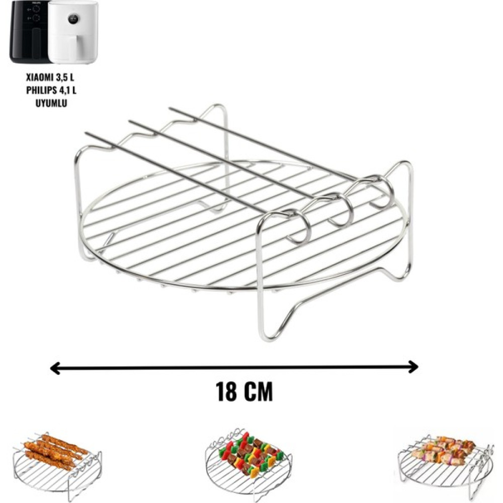 Dolphfin Tüm Fritözler İle Uyumlu Çelik Air Fryer Şiş Izgarası - 18 cm Mutfak Gereçleri Fiyatı