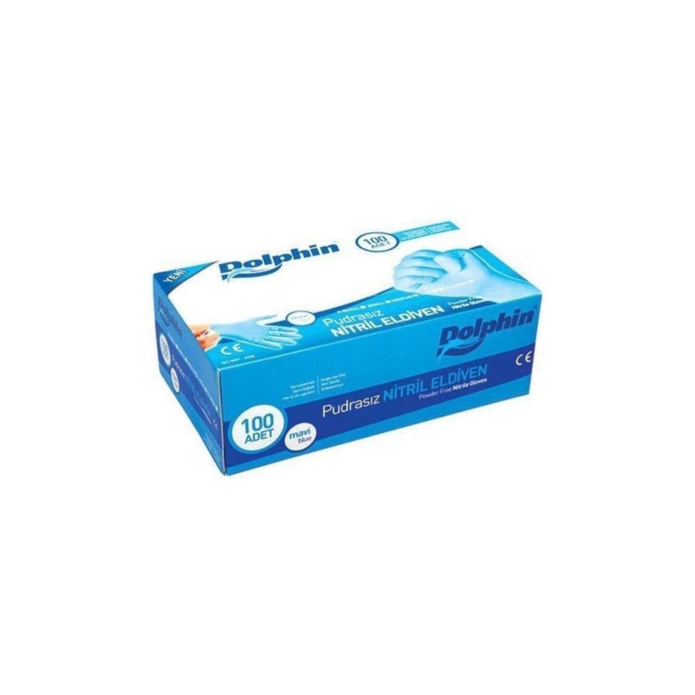 Dolphin 100 Lü Nitril Muayene Eld. Mavi M Pudrasız Sağlık Fiyatı