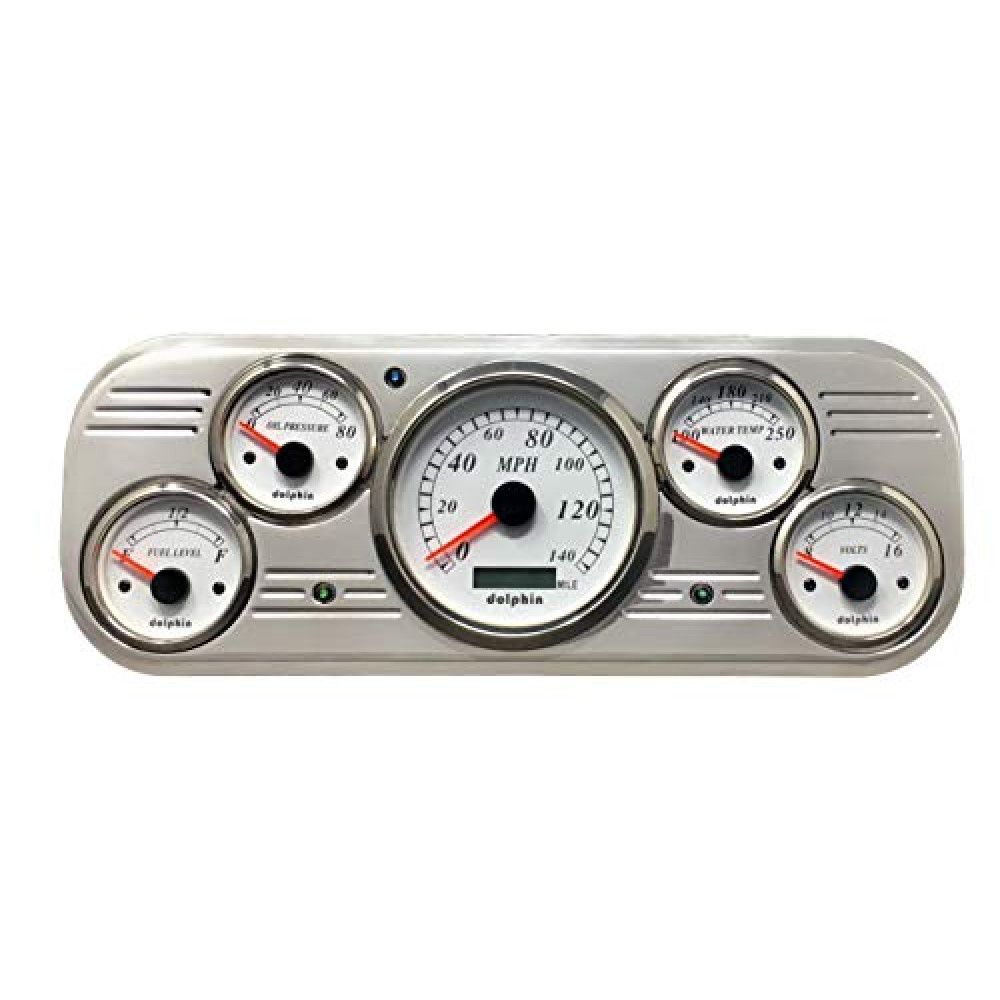 Dolphin Gauges 1937-1938 Chevy Car 5 GPS Gauge Dash Cluster Panel Set White