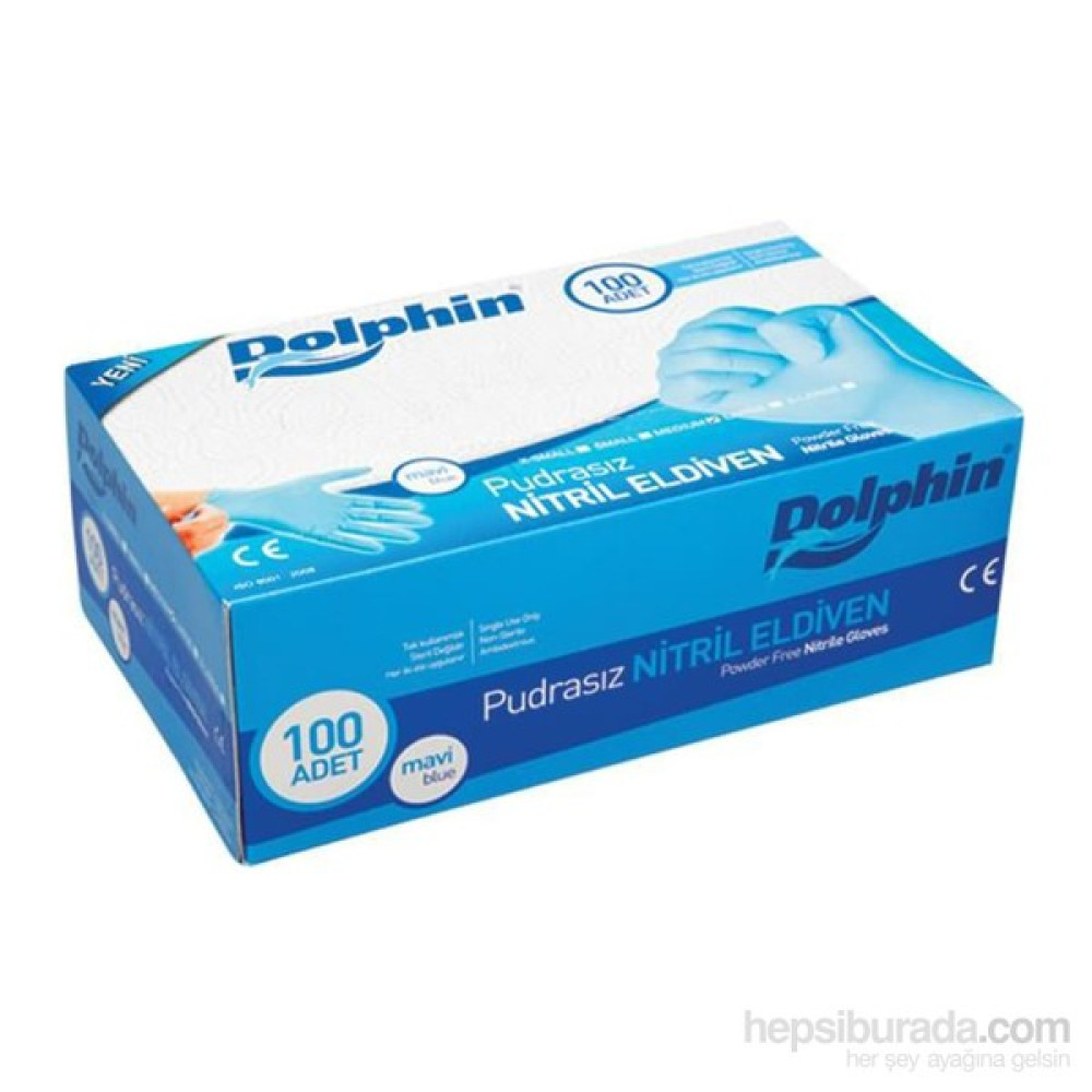 Dolphin Mavi Nitril Eldiven Pudrasız (S) 100 lü Paket - S Temizlik Malzemeleri Fiyatı
