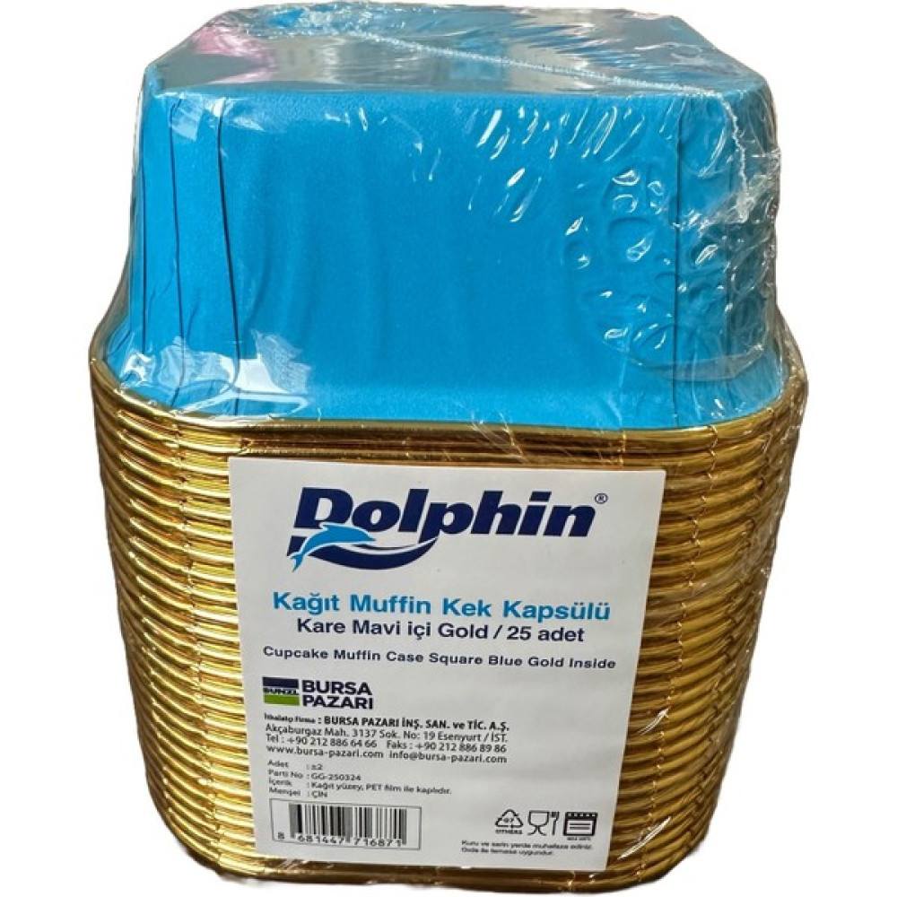 Dolphin Muffin Kare Kağıt Mavi Altın Cupcake Kek Kalıbı - 25 Adetlik 1 Paket Oto Boyaları Fiyatı
