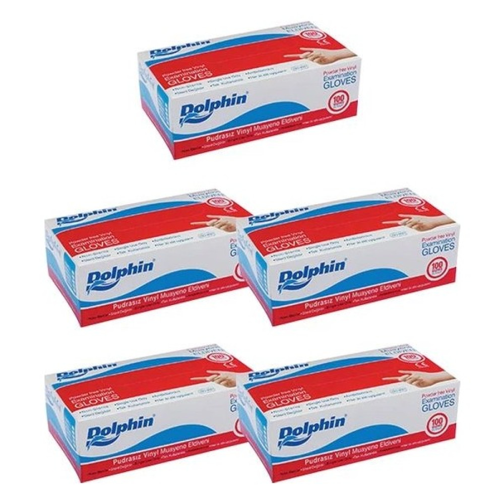 Dolphin Pudrasız Vinil Eldiven 100'LÜ Orta Boy x 5 Paket - Beyaz - M Oto Boyaları Fiyatı