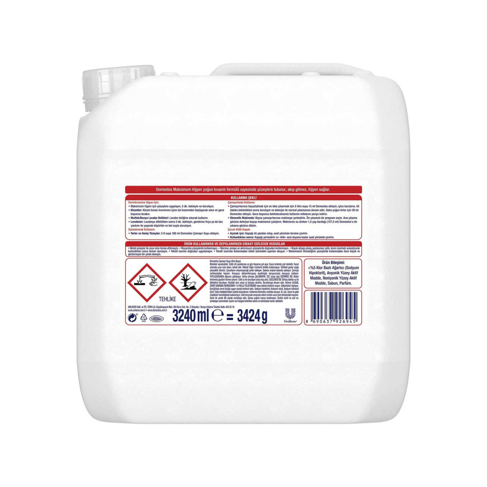 Domestos Çamaşır Suyu 3240 ml Ultra Beyaz