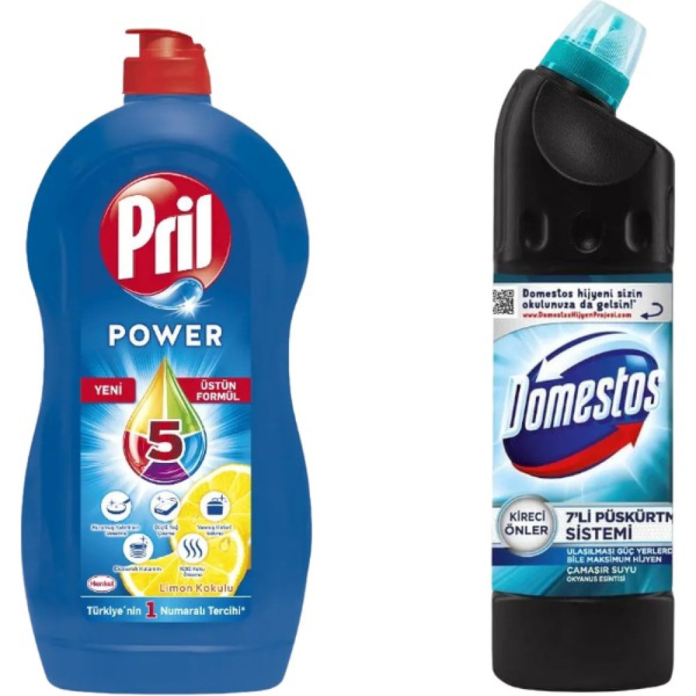 Domestos Okyanus Esintisi Çamaşır Suyu 693 ml & Pril Power Limon 1306 ml Oto Boyaları Fiyatı