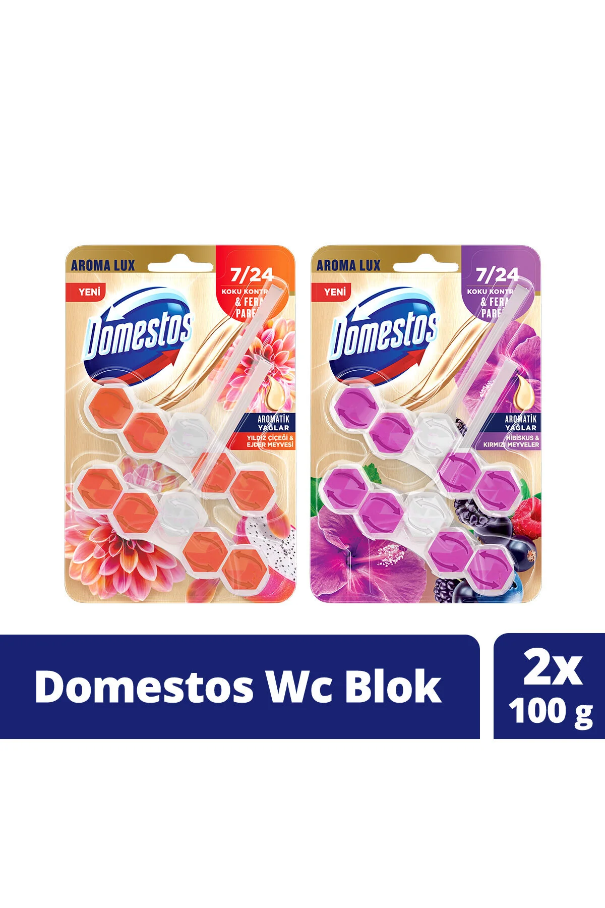 Domestos Tuvalet Bloğu Aroma Lux Yıldız Çiçeği Ejder Meyvesi 100g Hibiskus Kırmızı Meyveler 100g" Oda Kokusu Fiyatı