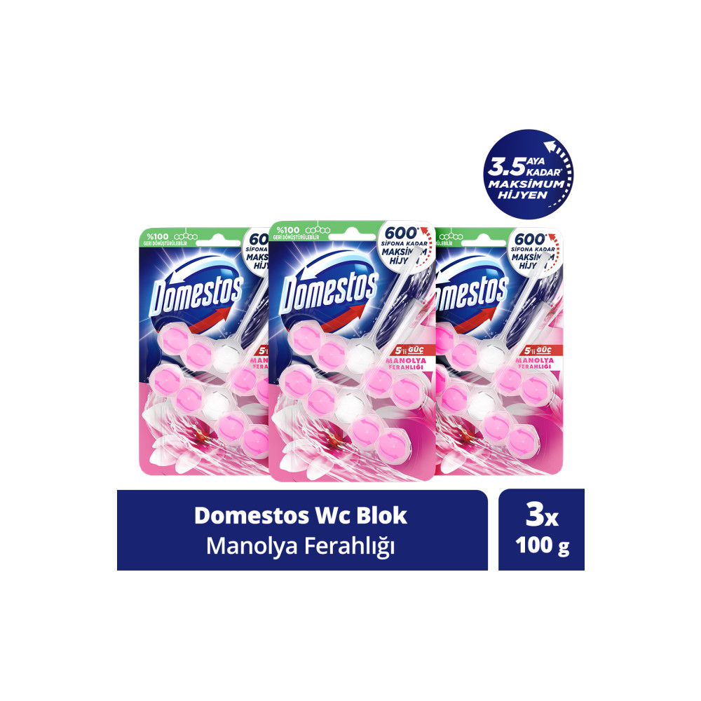 Domestos Wc Blok 5li Güç Tuvalet Bloğu Manolya Ferahlığı Maksimum Hijyen Sağlar 100 G Oda Kokusu Fiyatı
