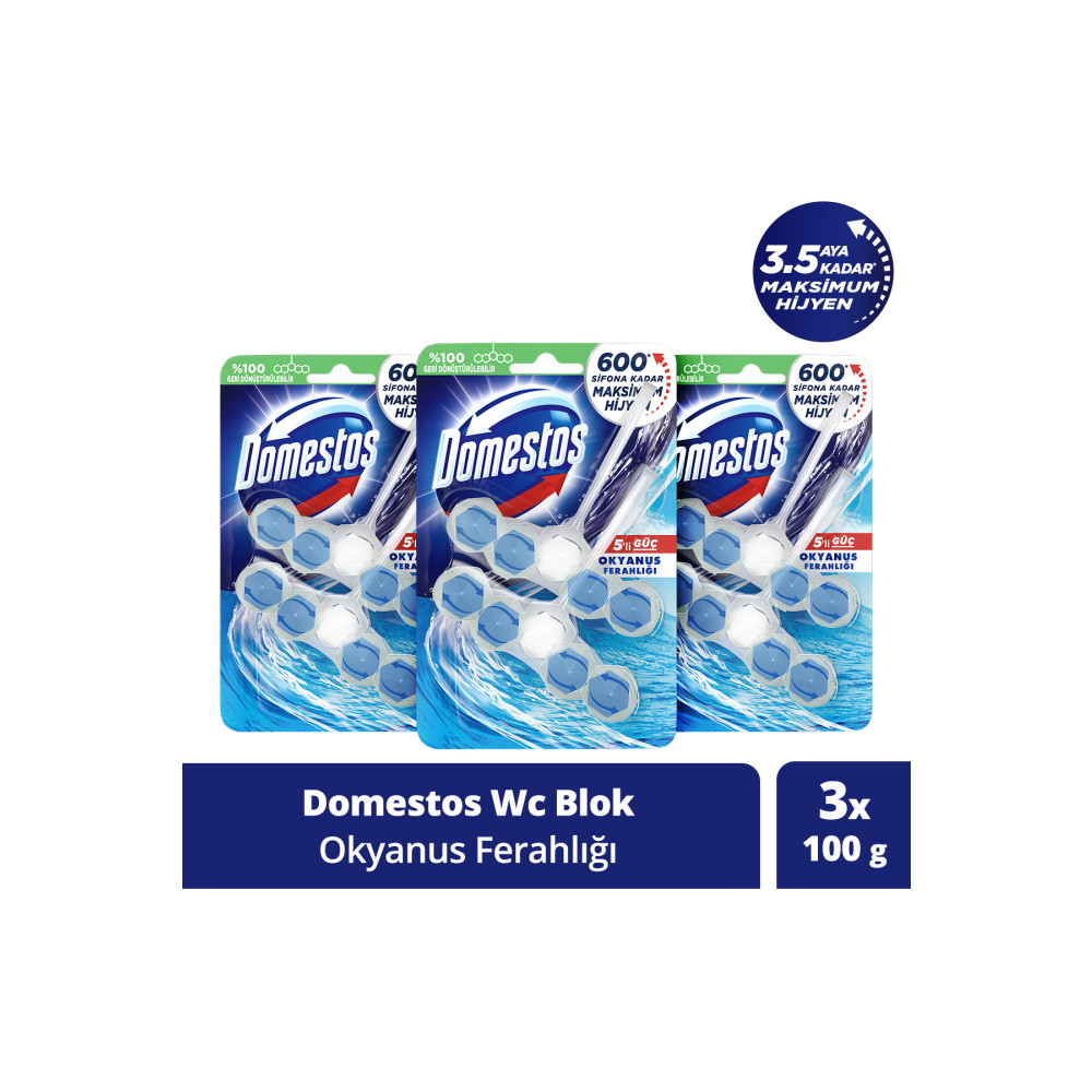 Domestos Wc Blok 5li Güç Tuvalet Bloğu Okyanus Ferahlığı Maksimum Hijyen Sağlar 100 G Oda Kokusu Fiyatı