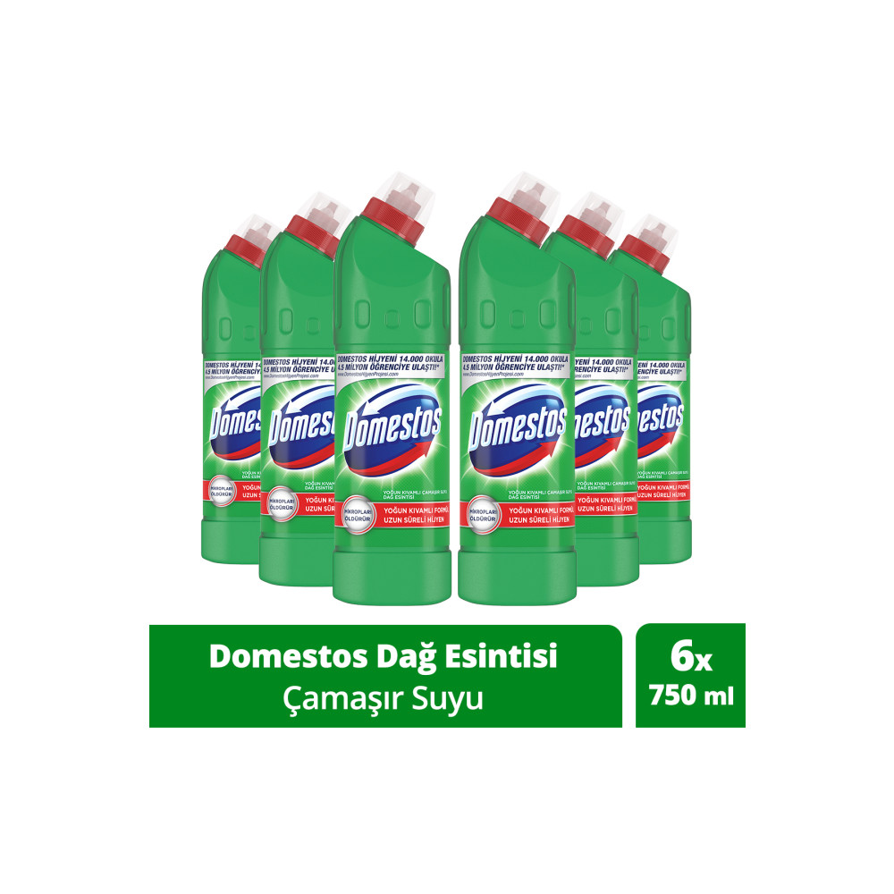Domestos Yoğun Kıvamlı Çamaşır Suyu Dağ Esintisi Maksimum Hijyen 750 ml 6 Adet Ağız ve Diş Sağlığı Fiyatı