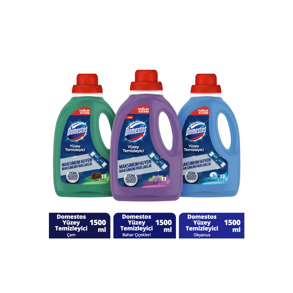 Domestos Yüzey Temizleyici Çam 1500 Mlx1 Okyanus 1500 ml X1 Bahar Çiçekleri 1500 Mlx1 Parlatıcı ve Temizleyiciler Fiyatı