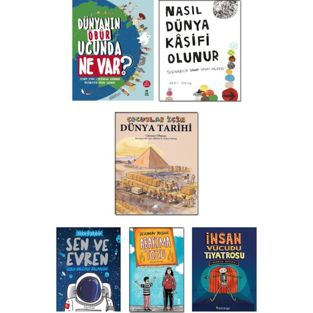 Domingo Yayınevi - Dünyanın Öbür Ucunda Ne Var? + Nasıl Dünya Kaşifi Olunur + Çocuklar Için Dünya Tarihi + Sen ve Evren + Abartma Tozu + İnsan Vücu... Bilim & Teknik Fiyatı