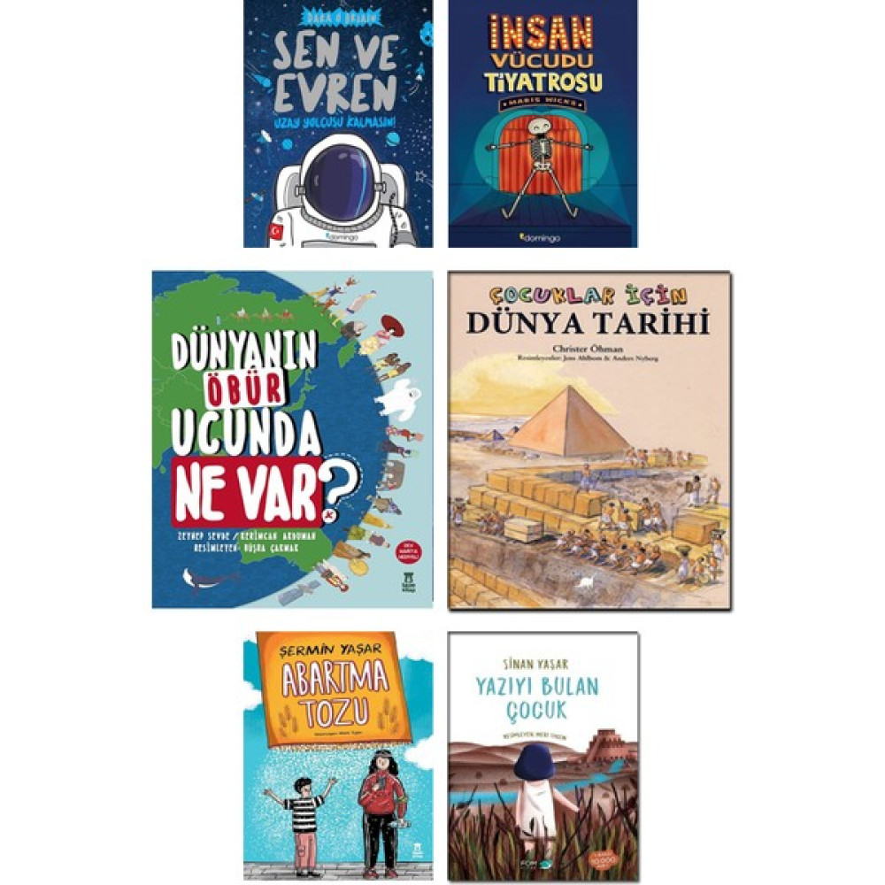 Domingo Yayınevi – Sen ve Evren + İnsan Vücudu Tiyatrosu + Dünyanın Öbür Ucunda Ne Var? + Çocuklar Için Dünya Tarihi + Abartma Tozu + Yazıyı Bulan ... Bilim & Teknik Fiyatı