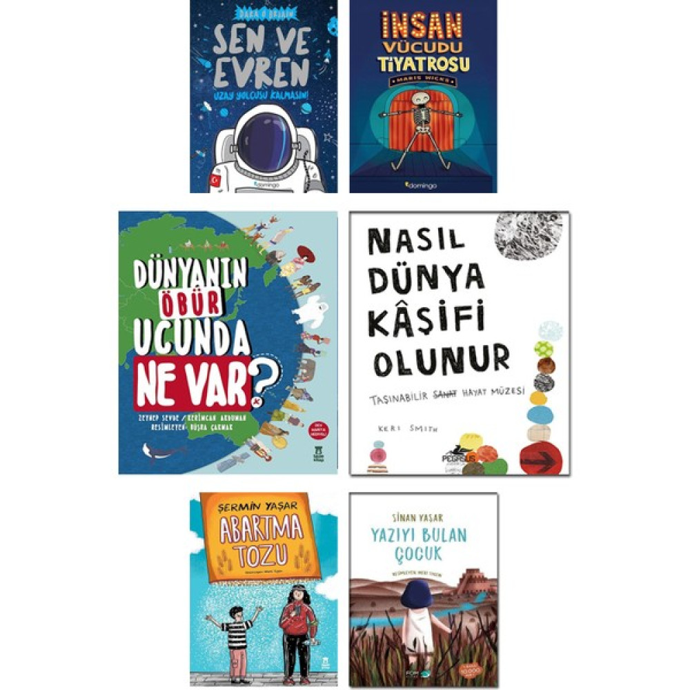Domingo Yayınevi – Sen ve Evren + İnsan Vücudu Tiyatrosu + Dünyanın Öbür Ucunda Ne Var? + Nasıl Dünya Kaşifi Olunur + Abartma Tozu + Yazıyı Bulan Ç... Bilim & Teknik Fiyatı