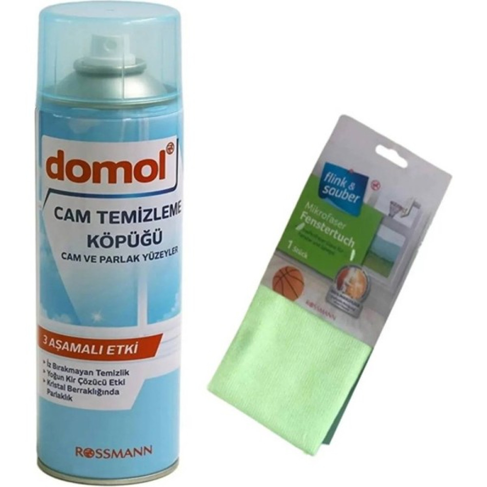 Domol Glas Power Schaum Cam Temizleme Köpüğü & Rossmann Mikrofiber Bez - 500 ml Temizlik Malzemeleri Fiyatı