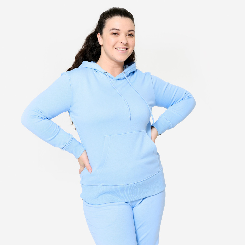 Domyos Pamuklu Kapüşonlu Sweatshirt - Açık Mavi Giyim & İç Giyim Fiyatı