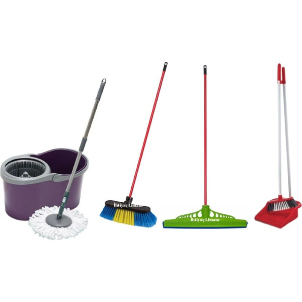 Dönerli Paspas Kova Set+Fırça Takım+Çekpas Çek Çek Takım+Faraş Takım Set Temizlik Malzemeleri Fiyatı