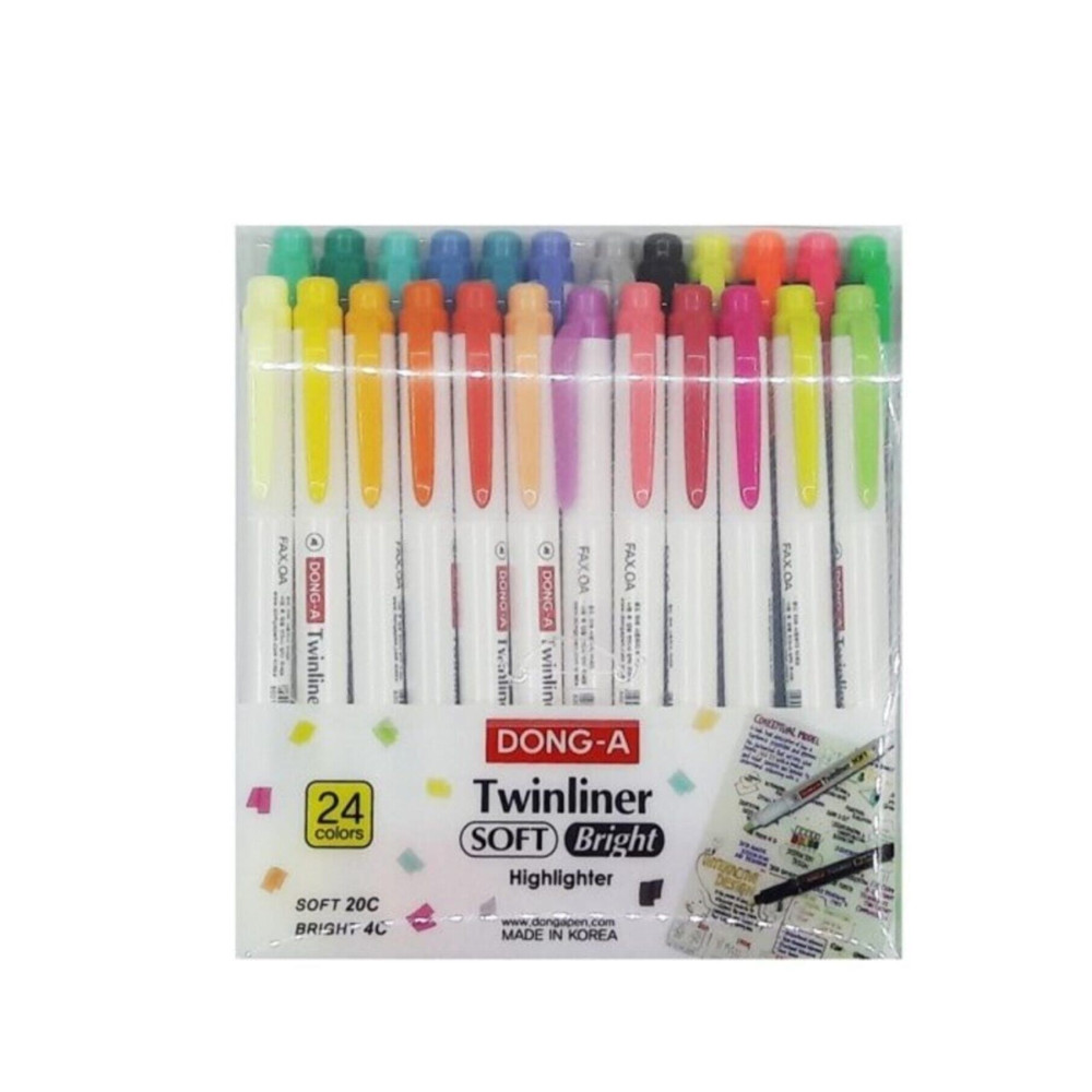Dong-A Donga Twinliner Soft Bright 24 Renk Çift Taraflı Fosforlu Kalem Fosforlu Kalem Fiyatı