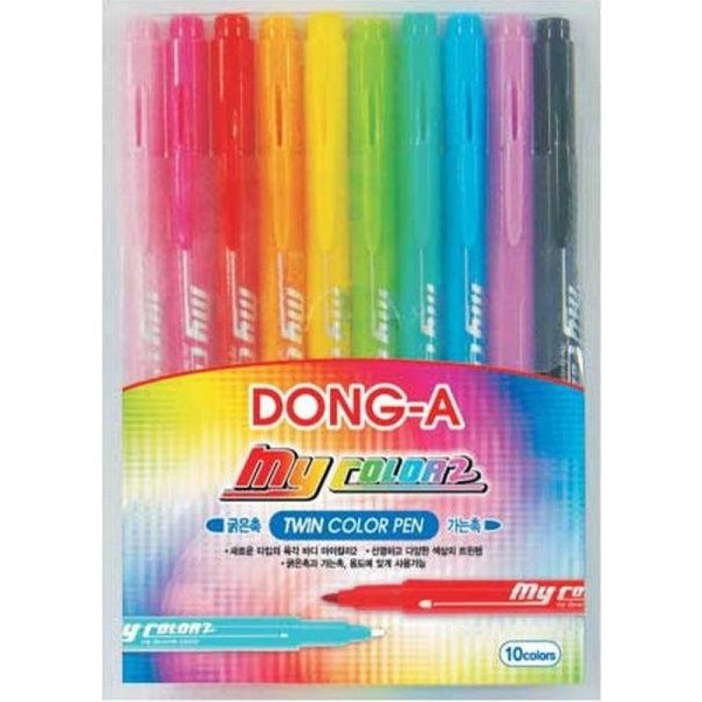 Dong-A My Color 2 Çift Uçlu Keçeli Kalem 10 Renk Keçe Uçlu Kalem Fiyatı