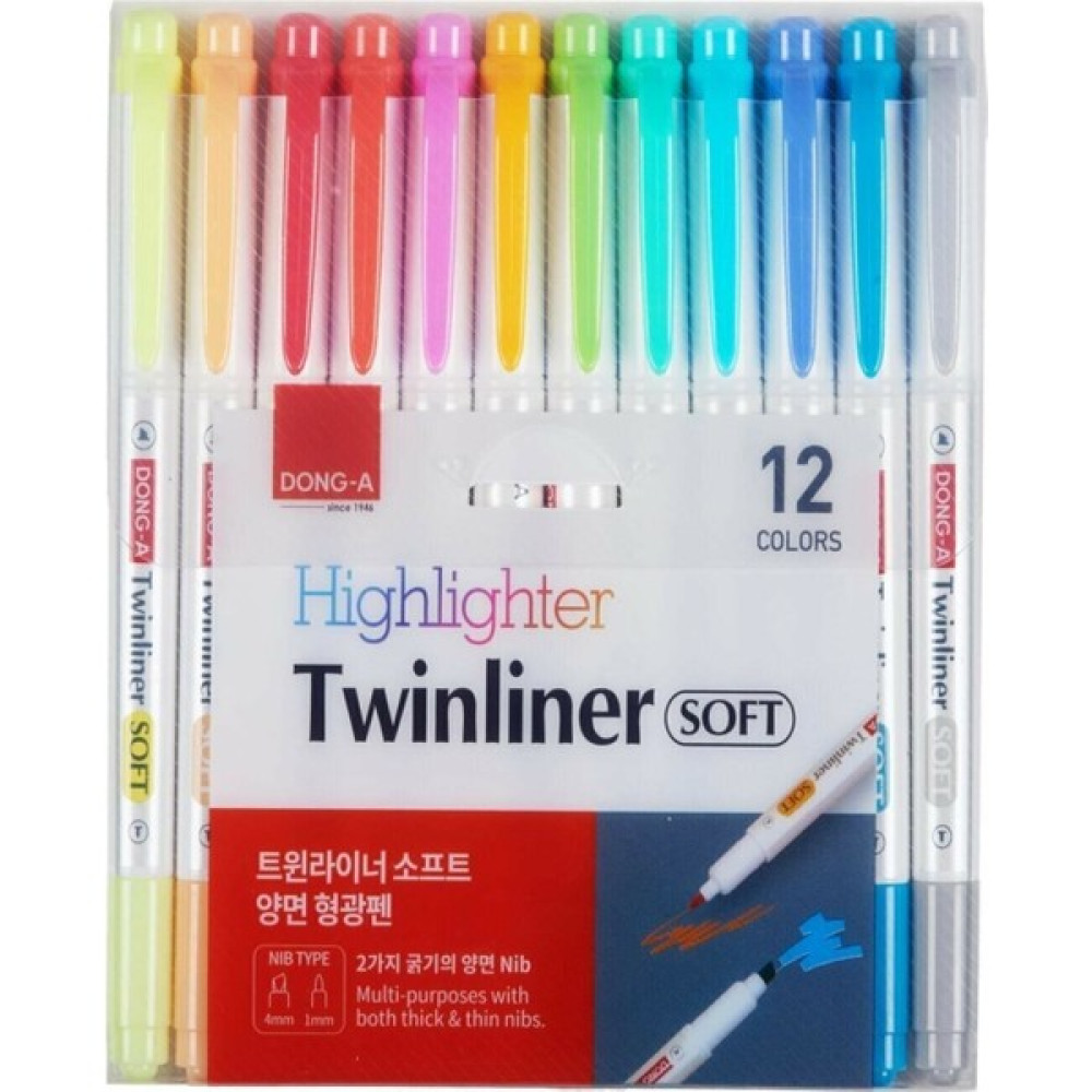 Dong-a Twinliner Soft Fosforlu Fırçalı 12 Adet Set Fosforlu Kalem Fiyatı