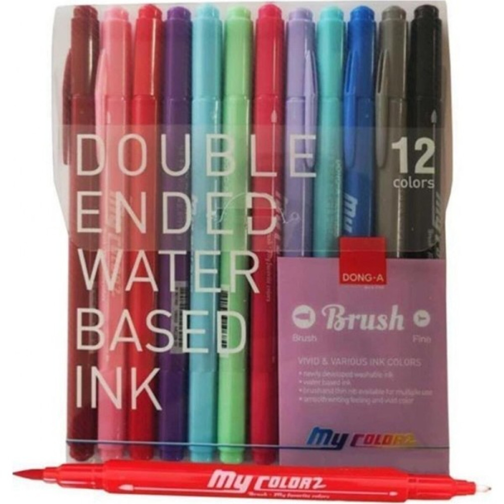 Donga Dong A My Color Çift Taraflı Fırça Uçlu Keçeli Kalem 12 Renk Keçe Uçlu Kalem Fiyatı