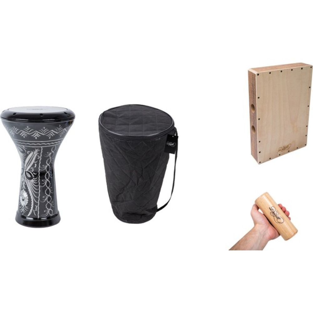 Donizetti Siyah Mısır Darbuka - Seyahat Kajon Cajon Shaker Marakas Full Perkusyon - Renkli Vurmalı Çalgılar Fiyatı