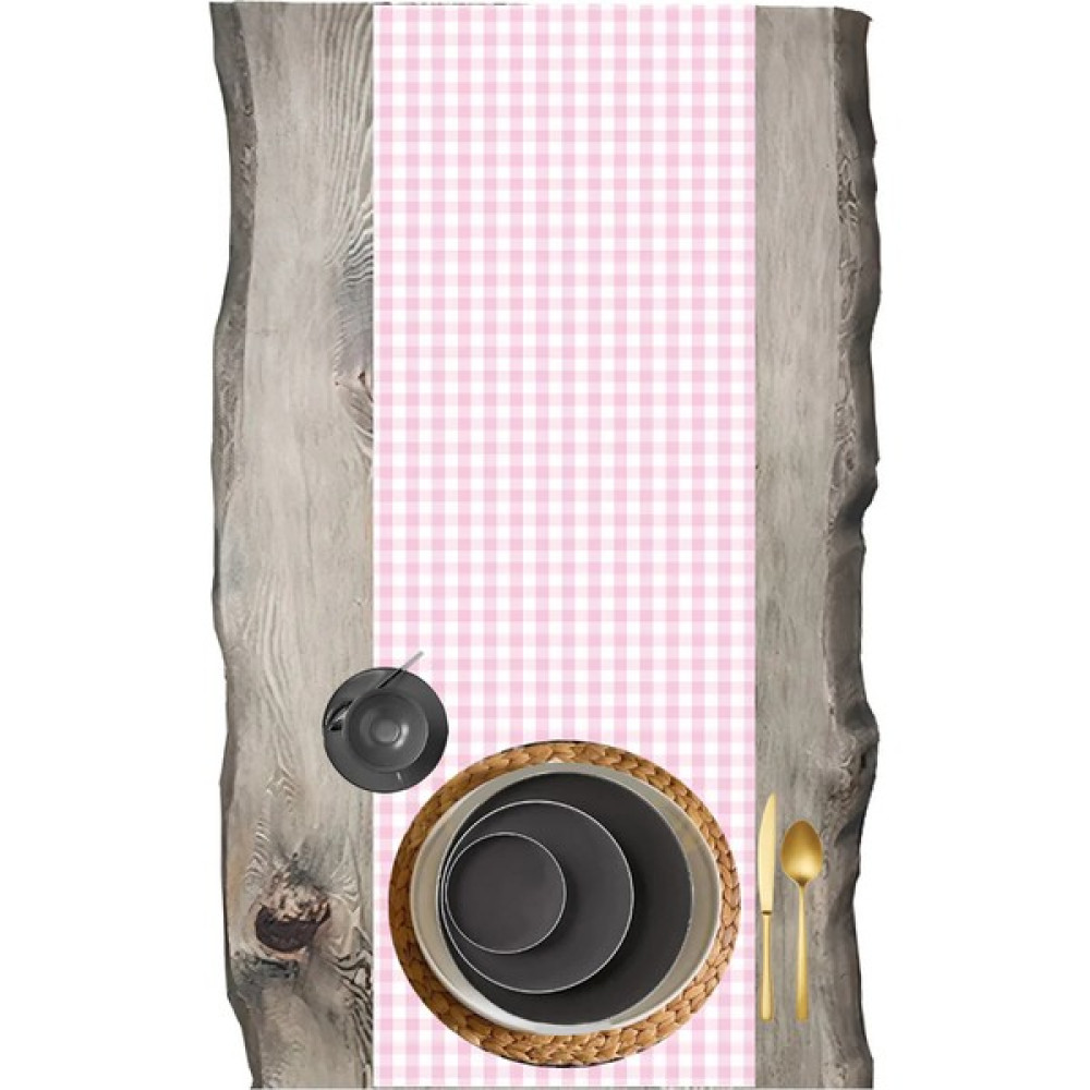 Donna Liberta Amerikan Servis, Pöti Kare Runner Pötikare Runner, Sofra Örtüsü - Pembe - 40 x 140 cm Masa Örtüsü Fiyatı