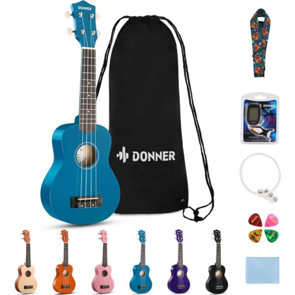 Donner DUS-10B Soprano Ukulele Seti (Mavi) - Mavi Telli Çalgılar Fiyatı