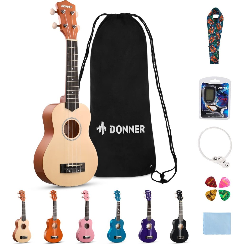 Donner DUS-10N Soprano Ukulele Seti (Natural) Diğer Fiyatı
