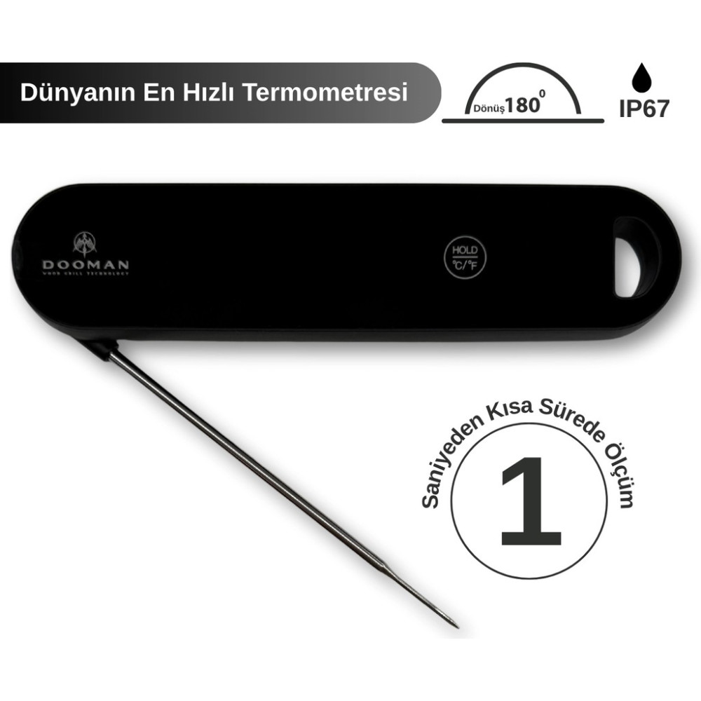 Dooman Ultra Hızlı Et ve Sıvı Sıcaklık Ölçme Termometresi (1s'den Kısa) - 0 - Siyah Diğer Fiyatı