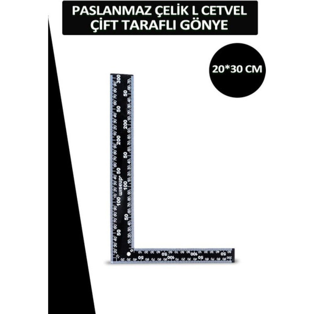 Dopar Paslanmaz Çelik L Cetvel Metal Çift Taraflı Gönye 20*30 cm Cetvel Fiyatı